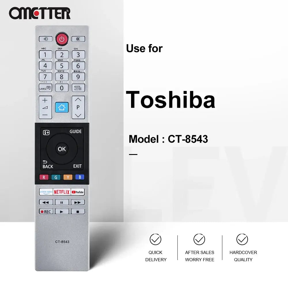 Toshiba HDTV TV Remote Control CT-8543 CT-8528 CT-8541 CT-8533 40L2863DG 32L3963DA 65U6863DG 32L3866DG Magic Remotes