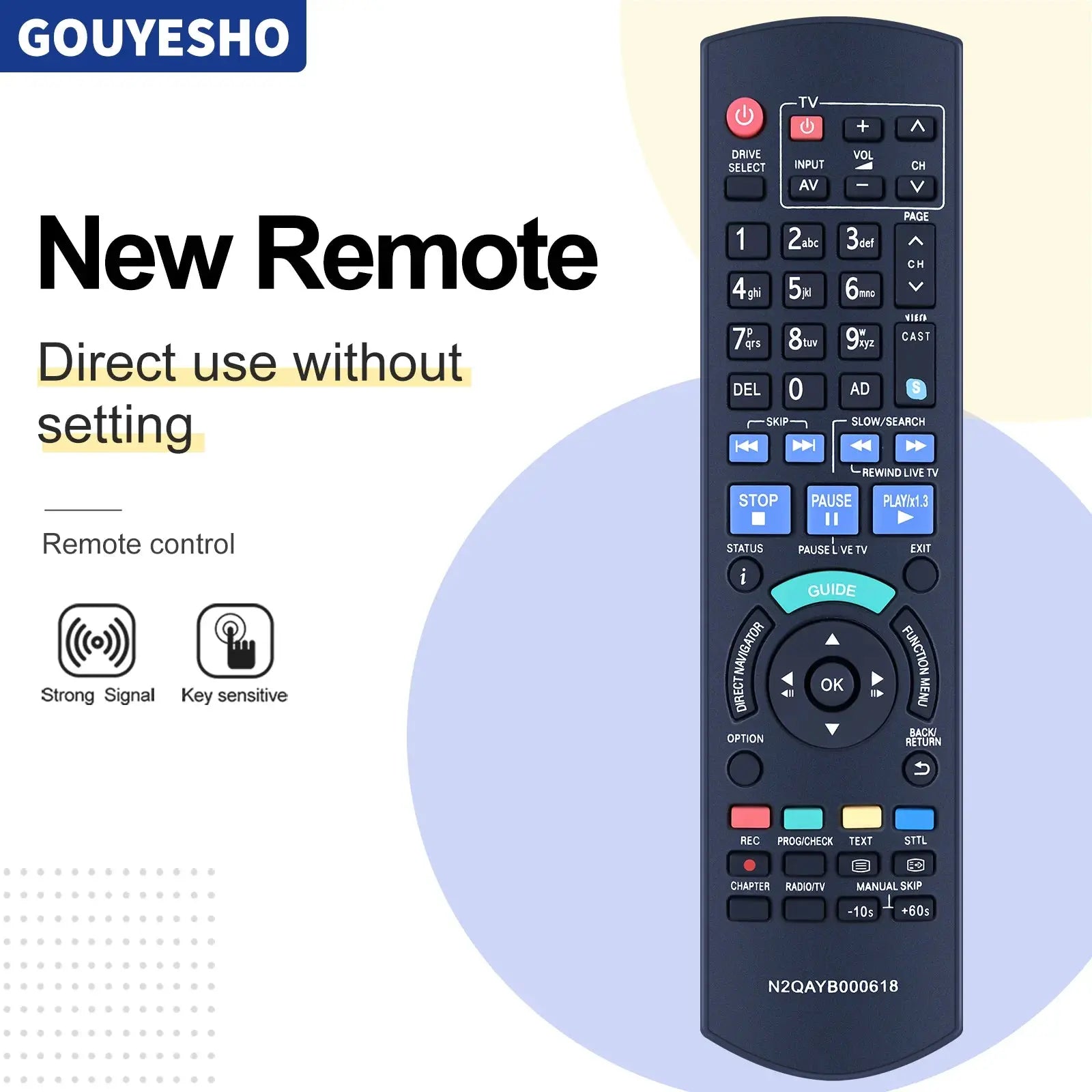 Panasonic N2QAYB000618 Genuine HDD DVD IR6 Recorder Remote Control DMR-HW100 DMR-HW100EBK DMR-HW200 DMR-HW120 DMR-HW220 Magic Remotes