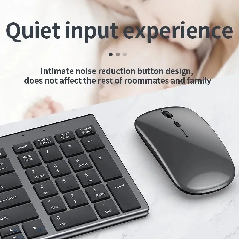 Gray Bluetooth 5.0 & 2.4G Wireless Keyboard Mouse Combo Rechargeable Full Size Wireless Keyboard for Notebook Laptop - Magic Remotes