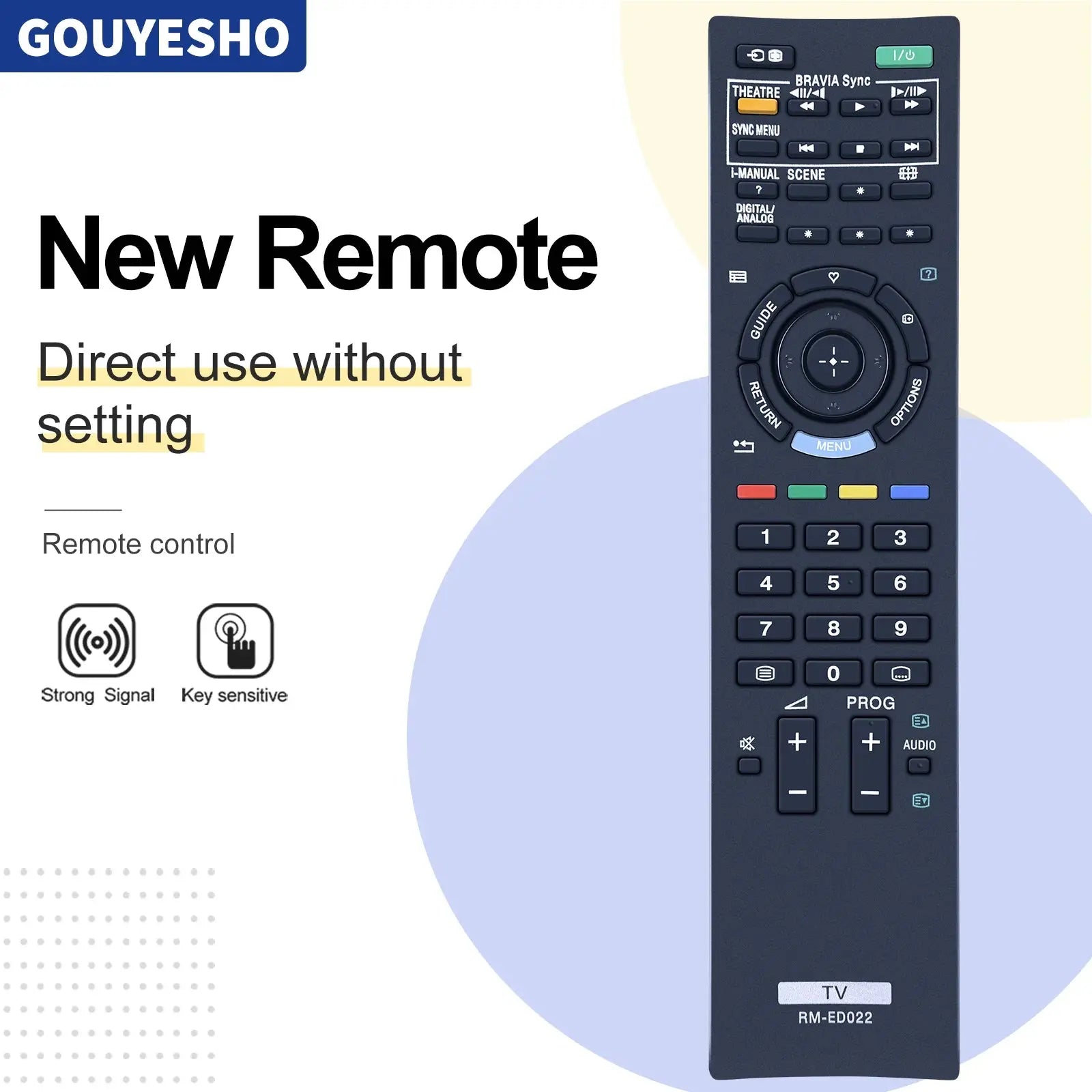 New RM-ED022 Replacement Remote Control for Sony TV - Compatible with KDL-37EX402, KDL-32BX300, KDL-32NX500 Magic Remotes