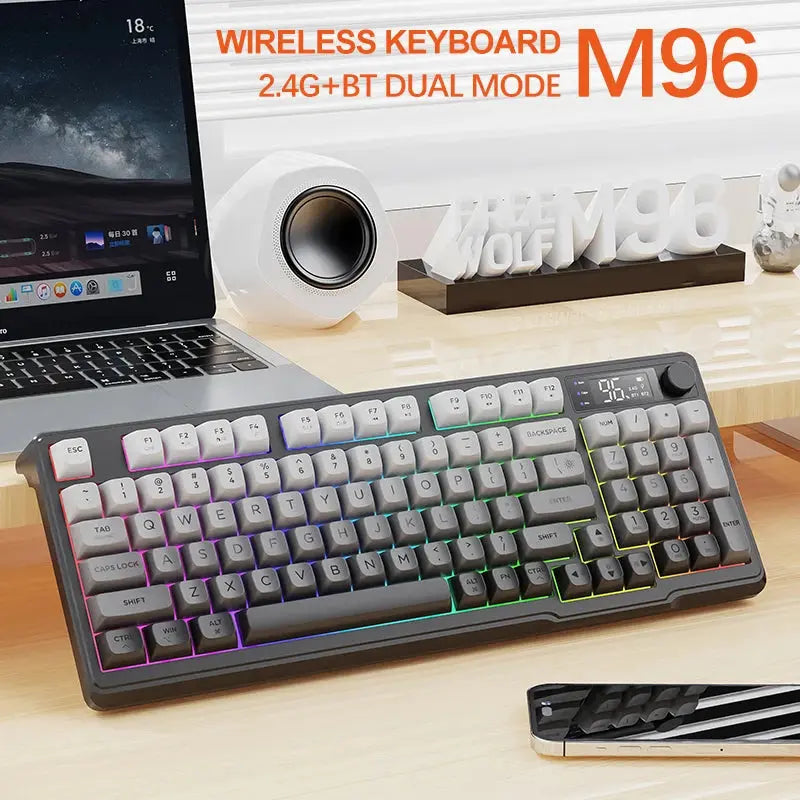 M96 Bluetooth Keyboard Wireless FREEWOLF Screen Gaming Keyboard,Electronic Screen, Multi-Device Connection,Ergonomics Gaming - Magic Remotes