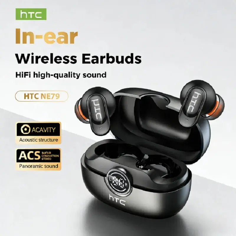 HTC NE79 TWS Bluetooth 6.0 Earphones AI Translator In-Ear HiFi Sound Headset for Sports Headset with Clear Call Mic Magic Remotes