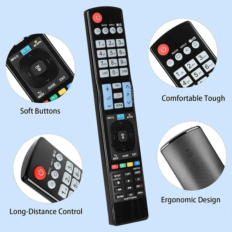 Replacement Remote Control for LG TVs - Compatible with Model AKB73756502 and TVs: 32LB57, 32LA620, 32LA660, 42LA620, 42LA640, 42LA641, 47LA620, 47LA640, 50LA690, 55LA620, 55LA640 Magic Remotes