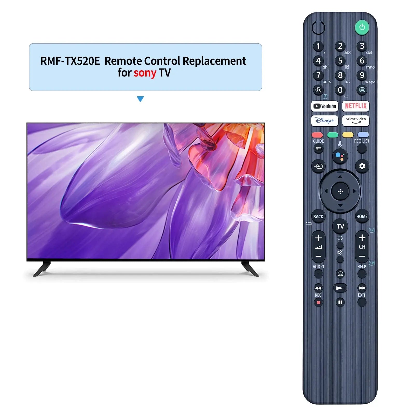 Original Sony RMF-TX520E Remote Control Replacement for Sony Smart TVs KD-65X80J, KD-75X80J Magic Remotes