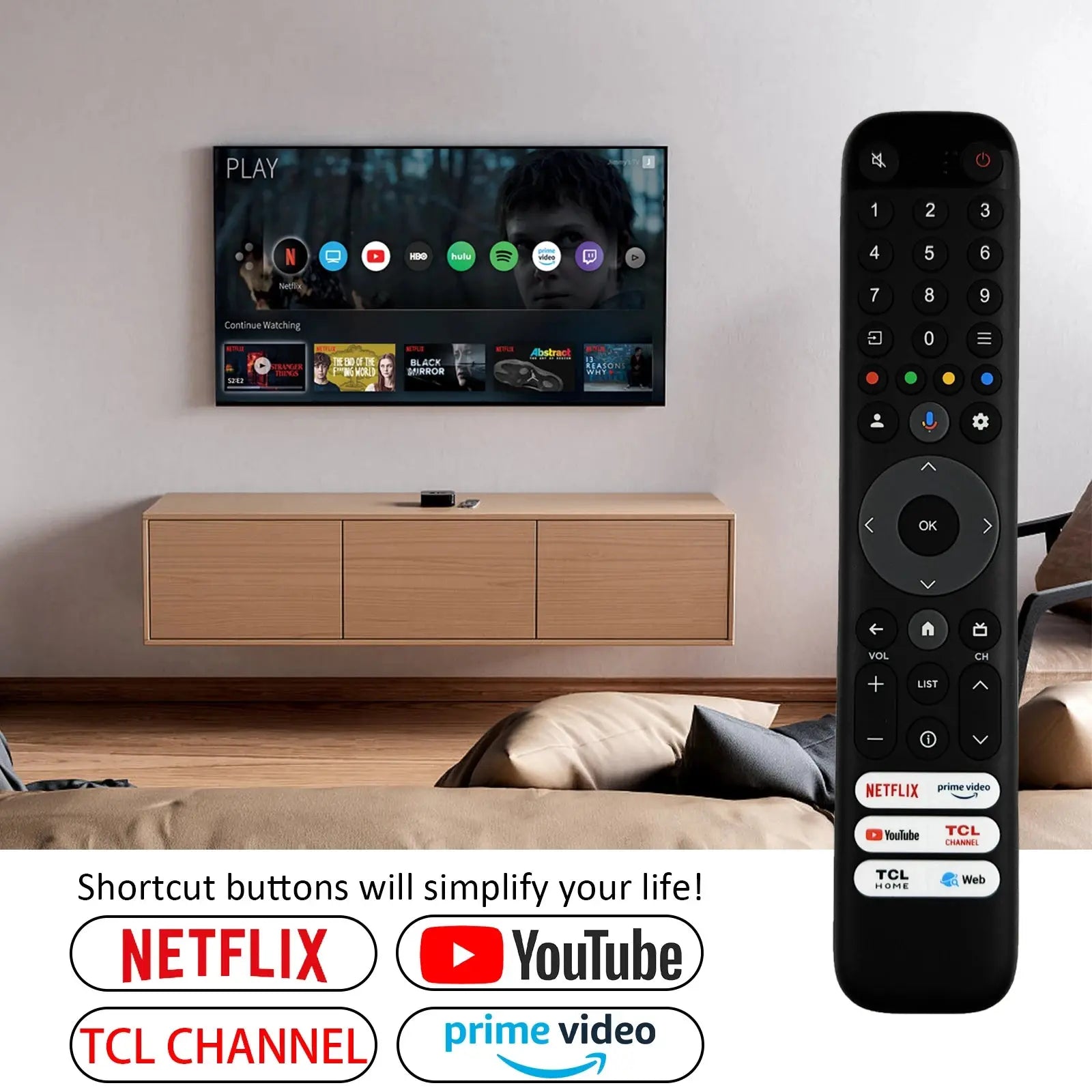 New Replacement RC833 GUB1 Voice Remote Control Suitable For TCL QLED Smart TV 50 55 65 75C645 P745 C745 C845 Magic Remotes
