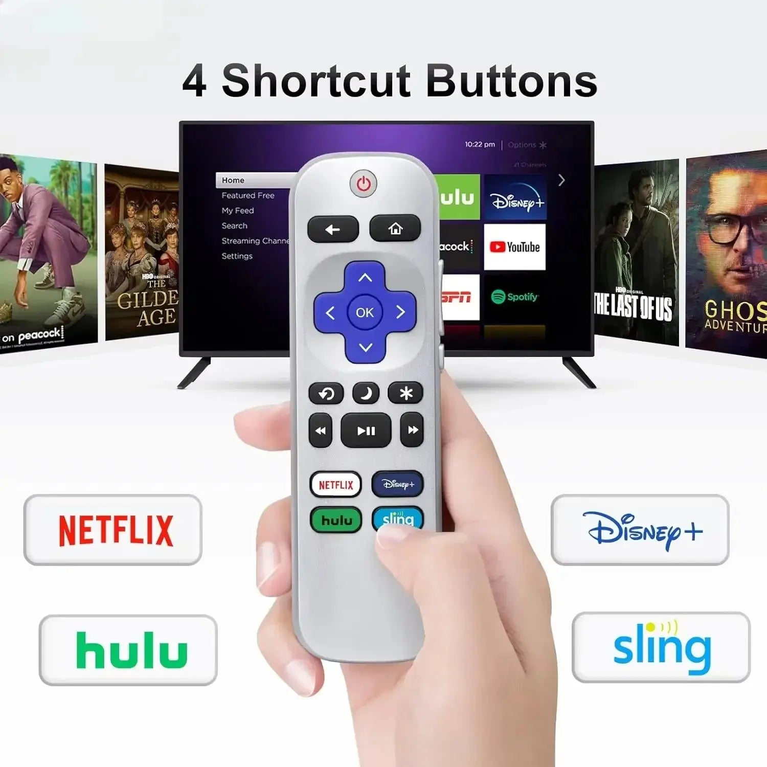 YP Infrared Remote Control for Roku TV Compatible with TCL/Onn/Hisense/Philips/Westinghouse/Sharp/Insignia/Element/JVC Smart TVs Magic Remotes