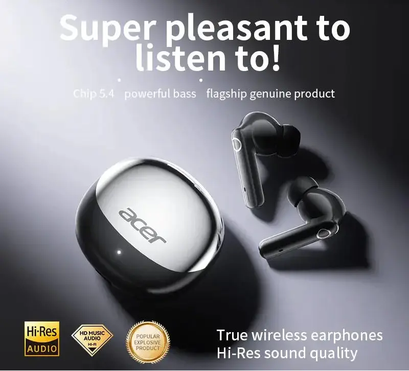 Acer Ohr546 Bluetooth Headphones 2025 New Model Wireless Earphones In-Ear Design Comfortable to Wear for Sports, Running, and Calls, Noise Reduction, Compatible with Mobile Phones, Tablets, and Laptop Devices Magic Remotes