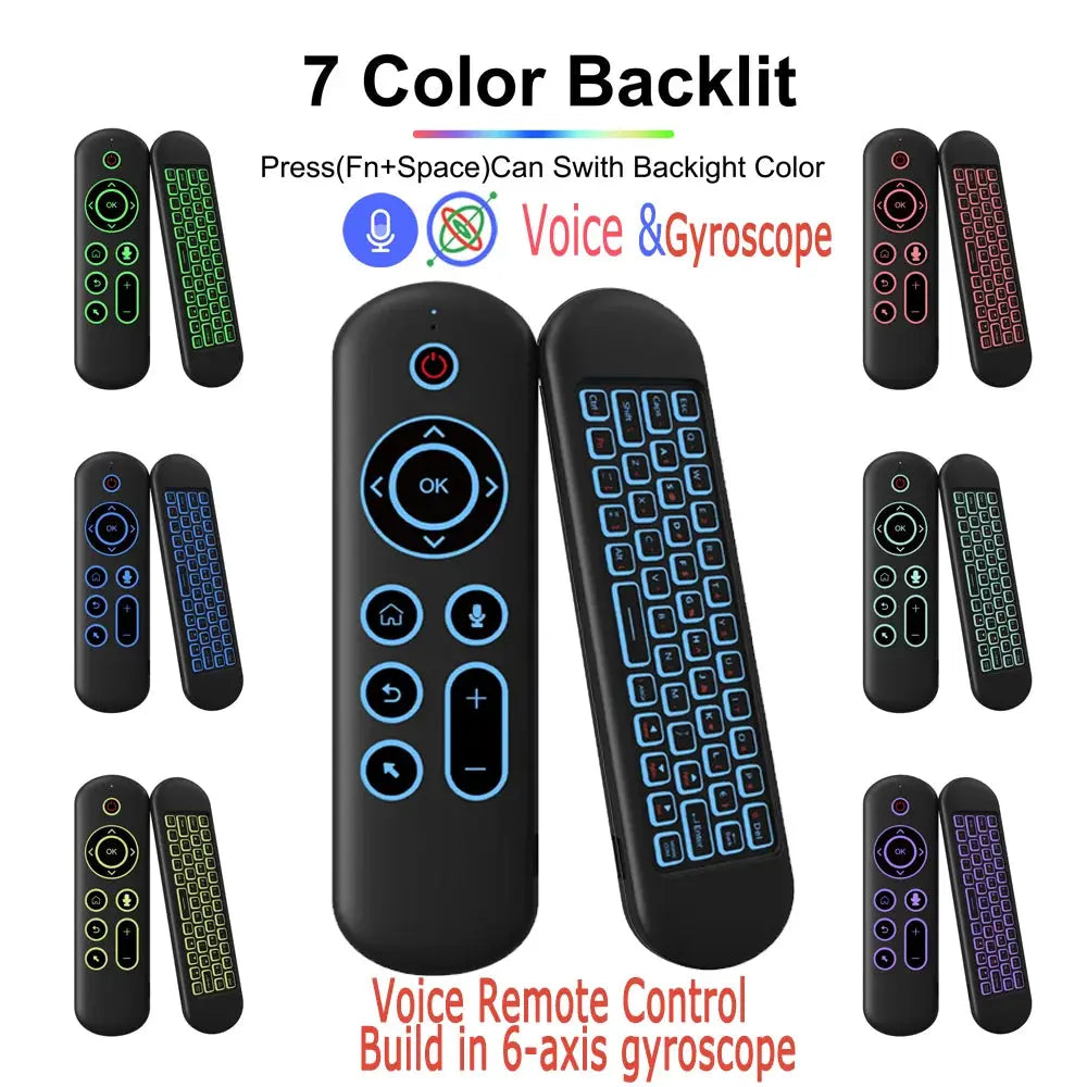 Remote Control Air Mouse Voice Gyroscope 7 Color Backlit Mini Keyboard Dual Mode 2.4G BT5.2 Wireless For Android Smart TV Box PC - Magic Remotes