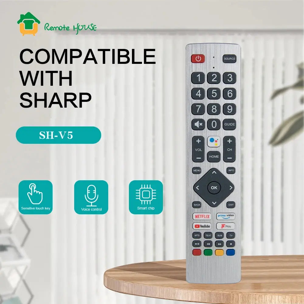 Voice TV Remote Control For Sharp AQUOS Netflix Prime YouTube F-Play Smart TV with Voice Funtion SHW/RMC/0134 Magic Remotes
