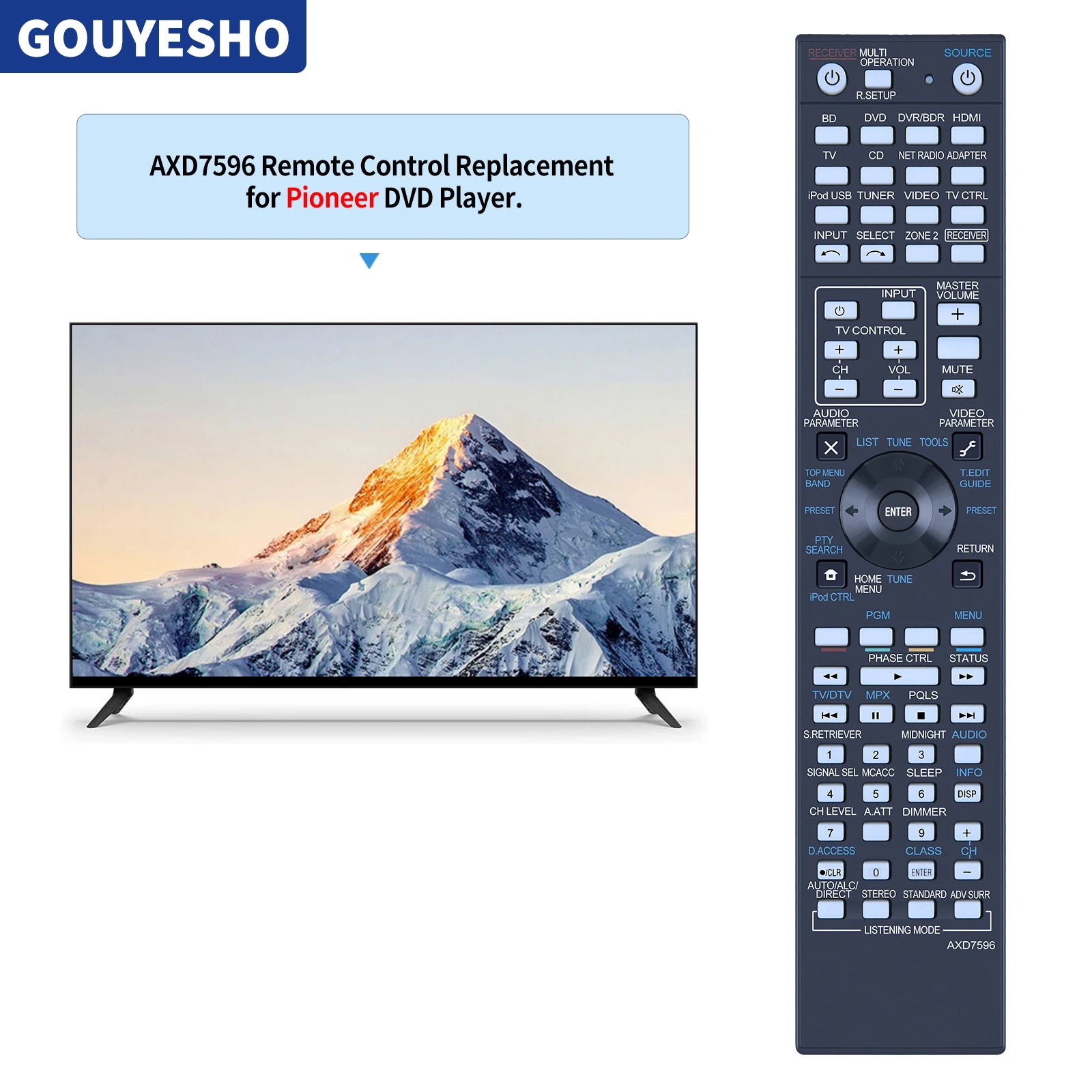 Remote Control Pioneer A/V Receiver AXD7596 AXD7305 VSX-1123-K AXD7691 AXD7725 AXD7668 SC-57 SC-55 LX58