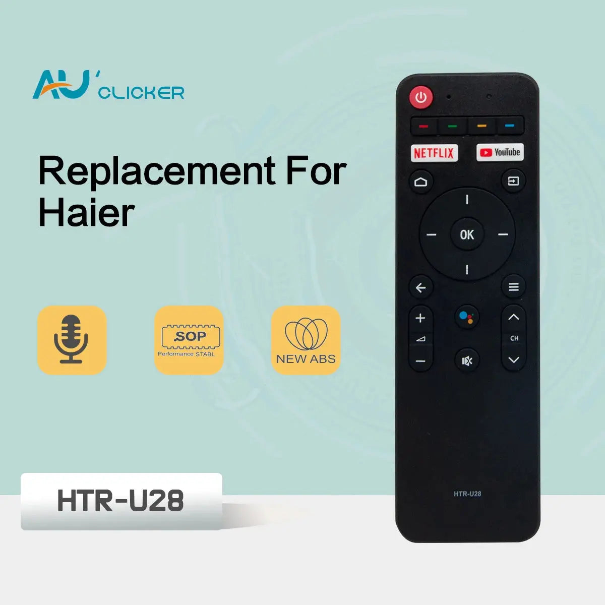 HTR-U28 Voice TV Remote Control Replace For Haier HTR-U28 H50S6UG H55S6UG H65S6UG 4K UHD Smart Android TV Remoto Control Magic Remotes