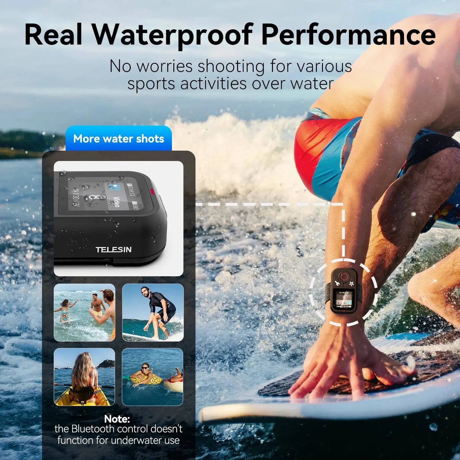 TELESIN T13 Bluetooth Remote Control 50M Waterproof for GoPro Hero12/11/10/9/8/Max Colorful Screen for Action Camera Accessories - Magic Remotes