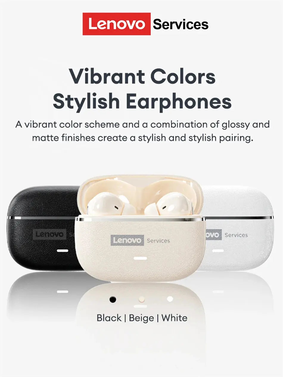 Lenovo LE208 TWS Bluetooth 6.0 Wireless Leather Earphones Stereo ENC Noise Cancelling Headphone 38ms Low Latency Gaming Headset Magic Remotes