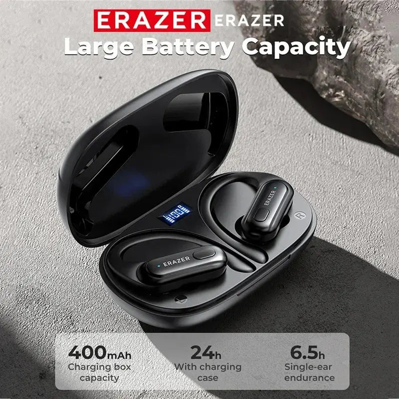 ERAZER XT60pro Sports Wireless Headphones Bluetooth Earphones HiFi Earbuds Noise Reduction Headset with Mic Earhook Magic Remotes