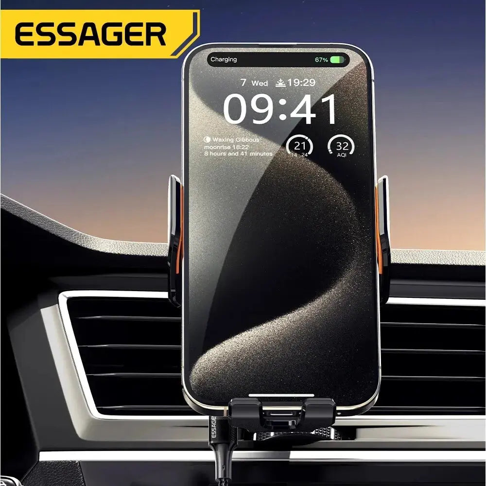 Essager 15W Qi Wireless Charger Car Phone Holder Air Vent Mount Stand For iPhone Samsung Cell Phone Support Fast Charging - Magic Remotes