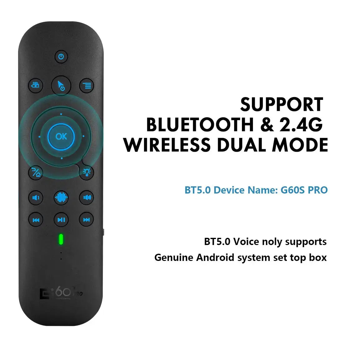 New G60S Pro BT Wireless Voice Remote Control 2.4G BT5.0 Dual Mode Air Mouse IR Learning With Backlit Light For Android TV Box Magic Remotes