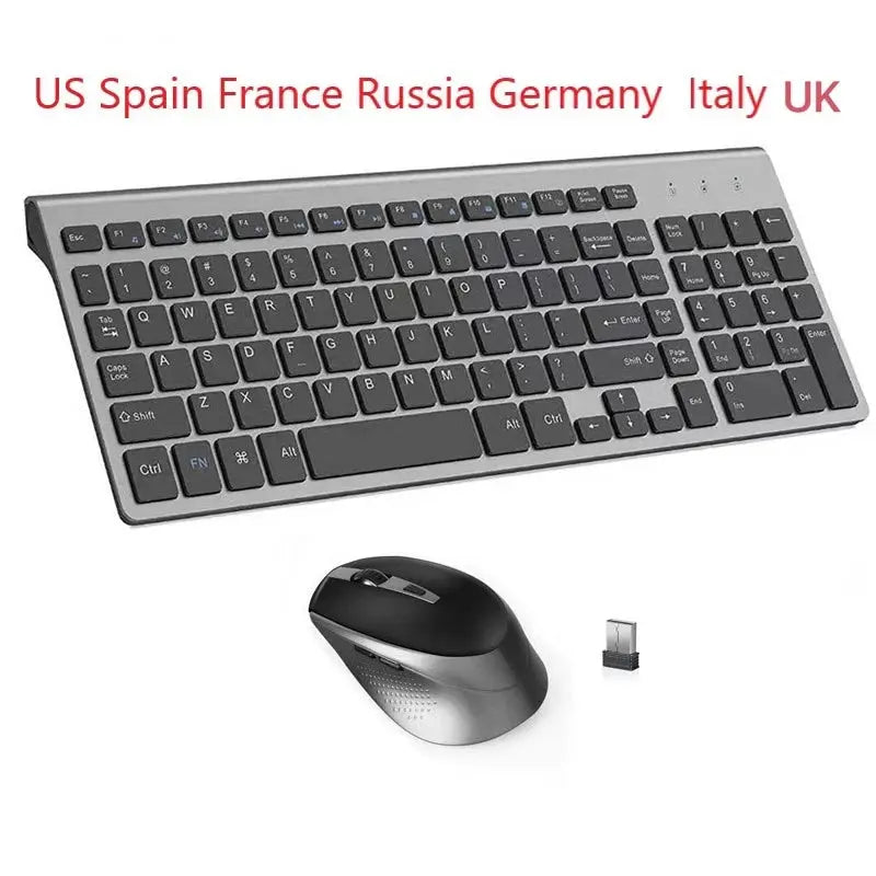 English Russian French Spanish Italy UK German Wireless Keyboard and Mouse Combo 2.4G USB Silent Keyboard Set for Laptop PC Magic Remotes