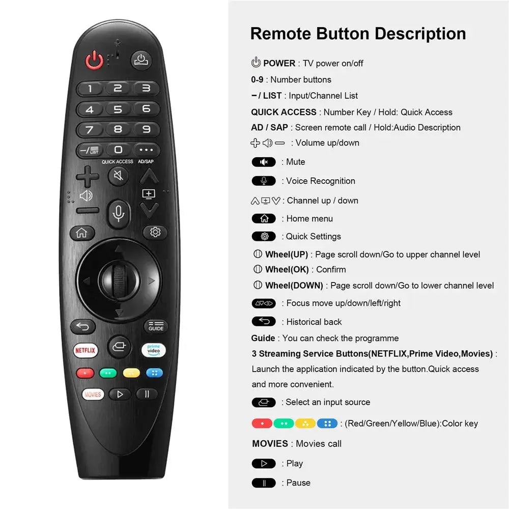 AN-MR20GA AKB75855501 with Voice and Pointer Function Bluetooth remote control for LG Smart TV Many Models 2019 2020 2021 2022 - Magic Remotes