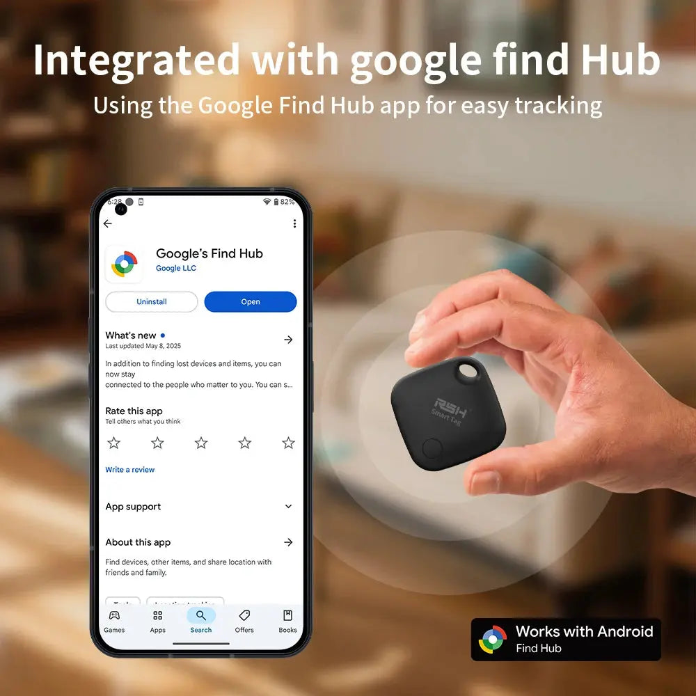 RSH 4PCS Android GPS Trackers Support Xiaomi Overseas Pixel Tecno Samsung Smart Tag Work with Google's Find Hub Finder Locators - Magic Remotes