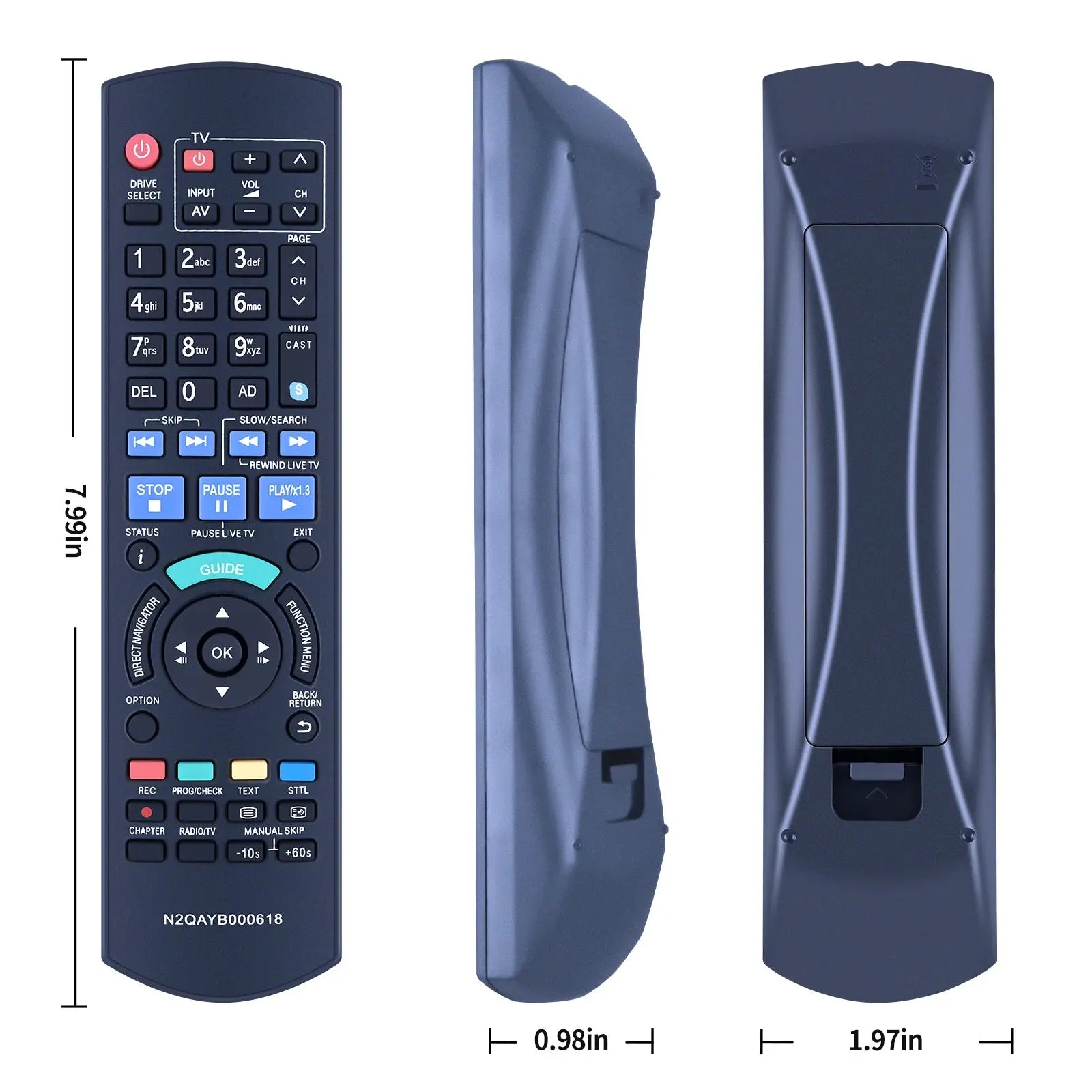 Panasonic N2QAYB000618 Genuine HDD DVD IR6 Recorder Remote Control DMR-HW100 DMR-HW100EBK DMR-HW200 DMR-HW120 DMR-HW220 Magic Remotes