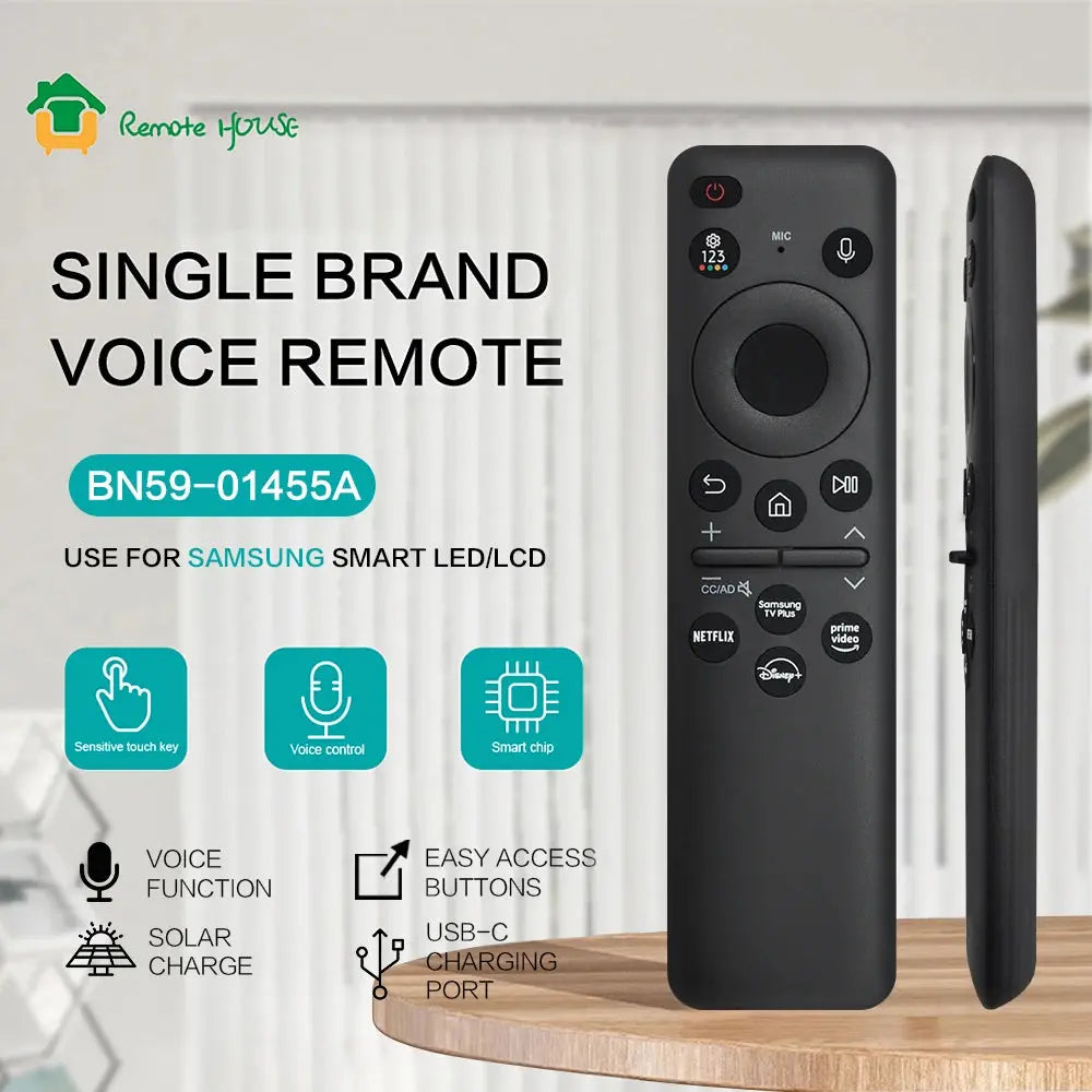BN59-01455A Voice Smart TV Remote Control for 2024 Samsung TVs Solar Charging & Voice Control | Compatible with 43QN65Q72DDFXZA Magic Remotes