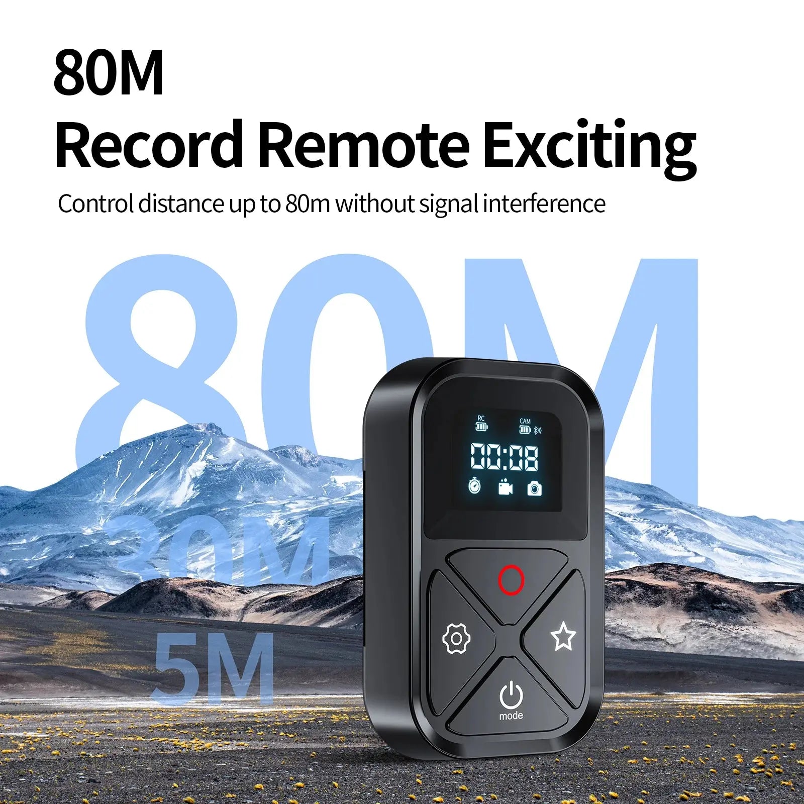 TELESIN 80M Bluetooth Remote Control for GoPro Hero 13 12 11 10 9 8 With Shortcut Key Screen Display Action Camera Accessories Magic Remotes