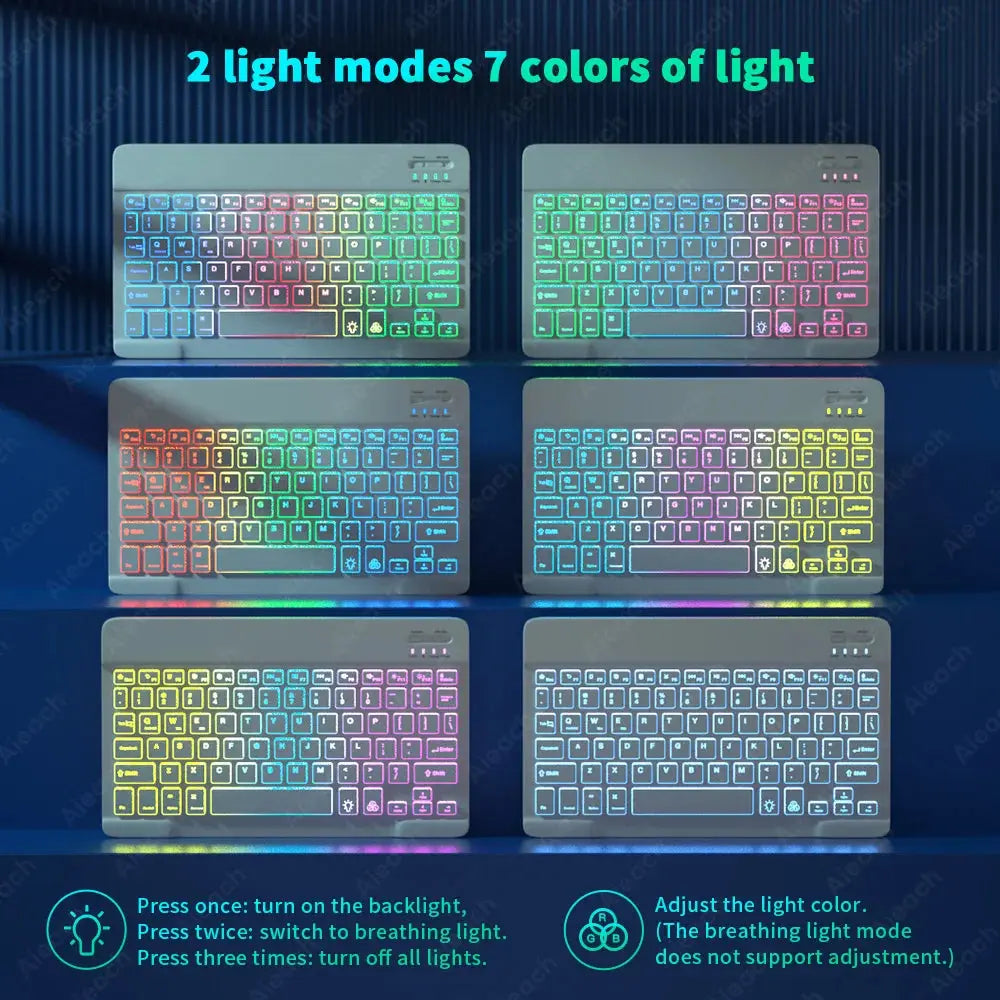 Keyboard For Tablet Android iOS Windows Wireless Mouse Keyboard Bluetooth-compatible Rainbow Backlit Keyboard For iPad Phone - Magic Remotes