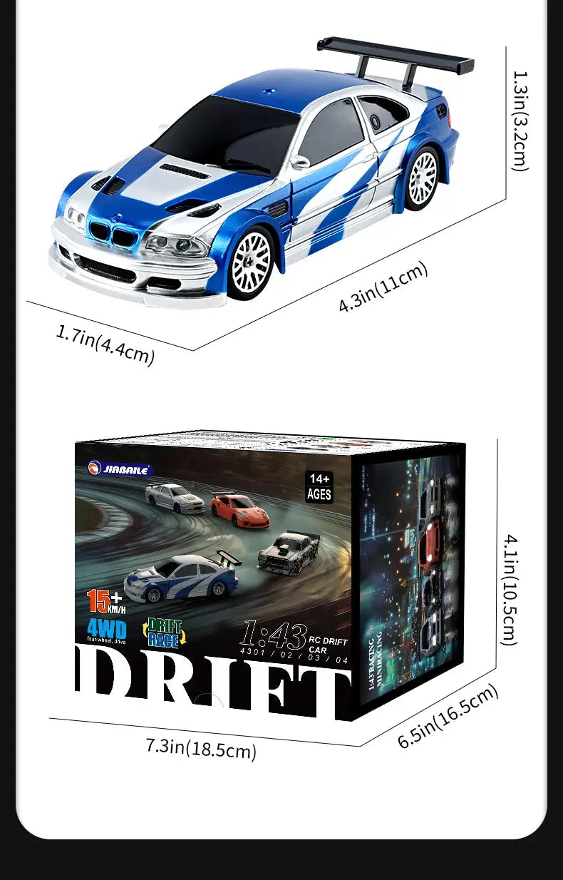 2.4G RC Drift Car 1/43 4WD Remote Control Car High Speed Four Wheel Drive Radio Controlled Mini Racing Car Model Boys Toys Gifts - Magic Remotes