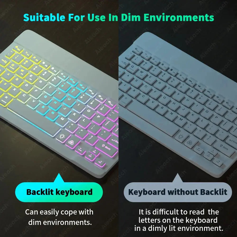 Keyboard For Tablet Android iOS Windows Wireless Mouse Keyboard Bluetooth-compatible Rainbow Backlit Keyboard For iPad Phone - Magic Remotes