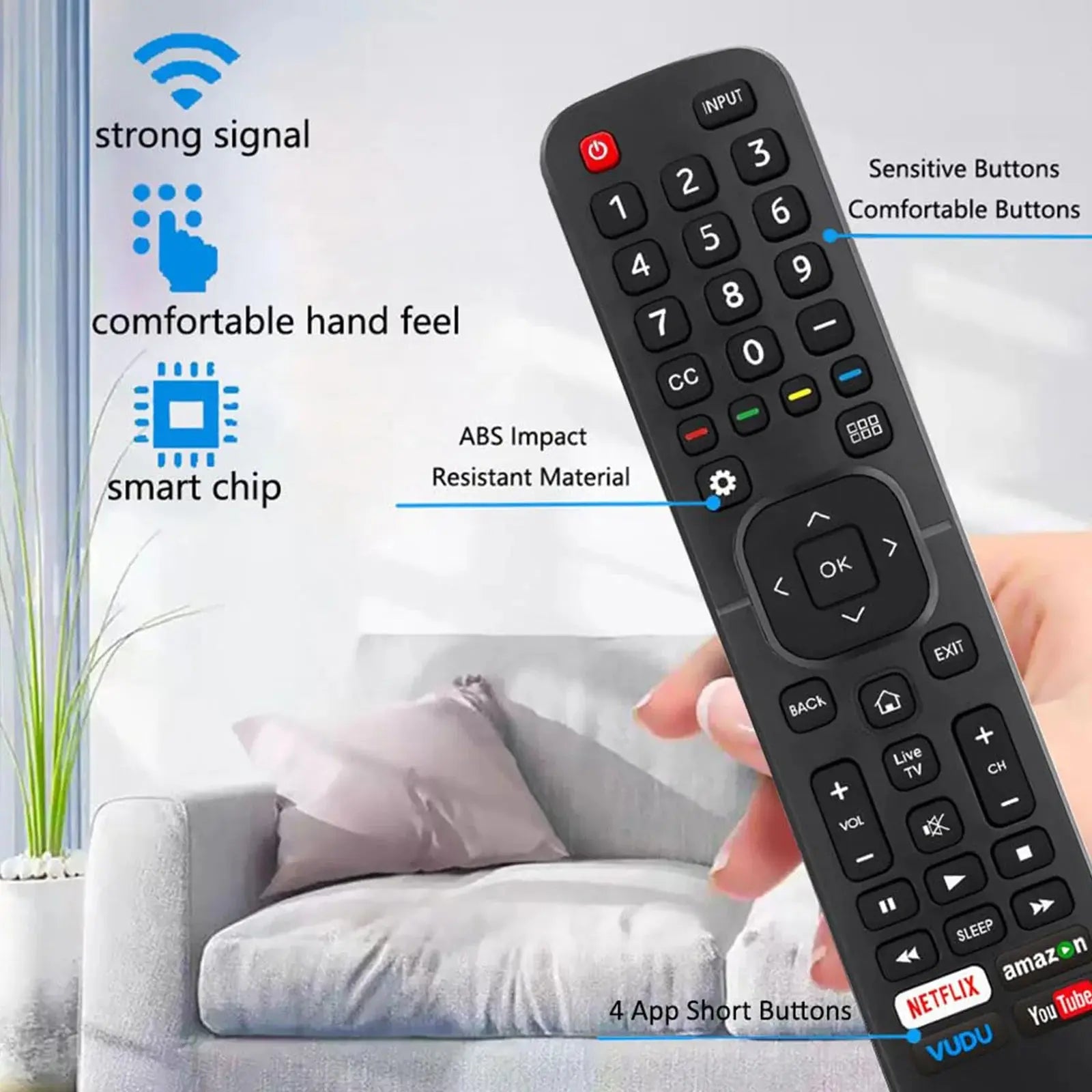 Universal Remote for All Hisense TV Remote Compatible with All Hisense 4K LED HD UHD Smart TVs - Not for fire & roku TV Magic Remotes