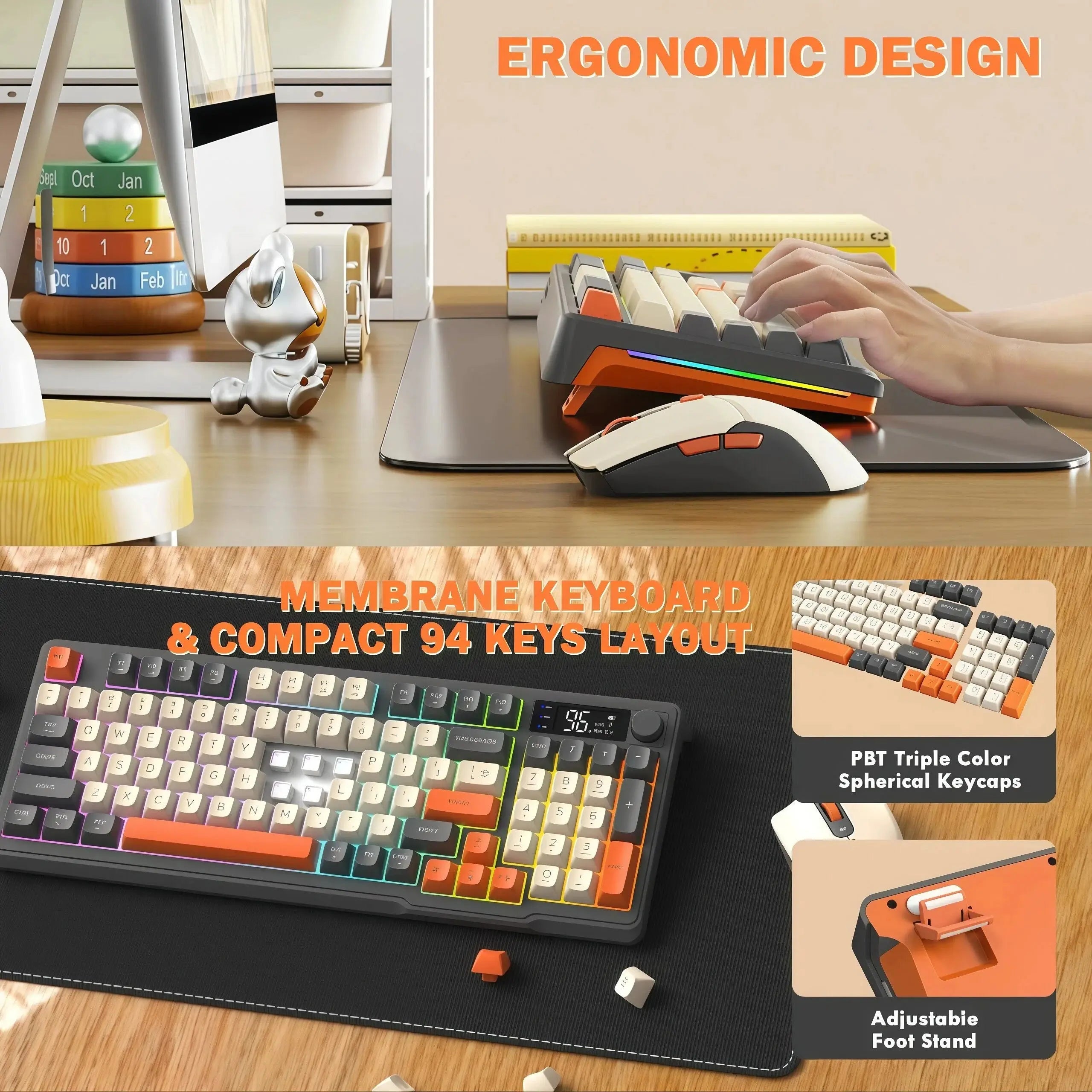 Freewolf T96 Gaming Wireless Keyboard and Mouse Supports dual-mode Bluetooth connectivity Compatible with PC and Mac devices - Magic Remotes