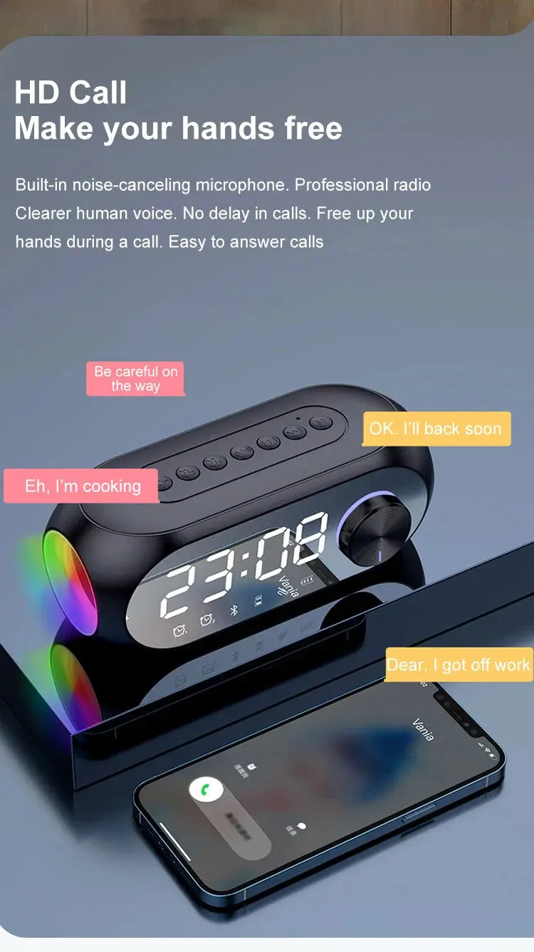 Alarm Clock Radio FM Bluetooth Speaker Portable Subwoofer Caixa De Som Sound Box Music Wireless Mini Woofers Bocina Lamp Column Magic Remotes