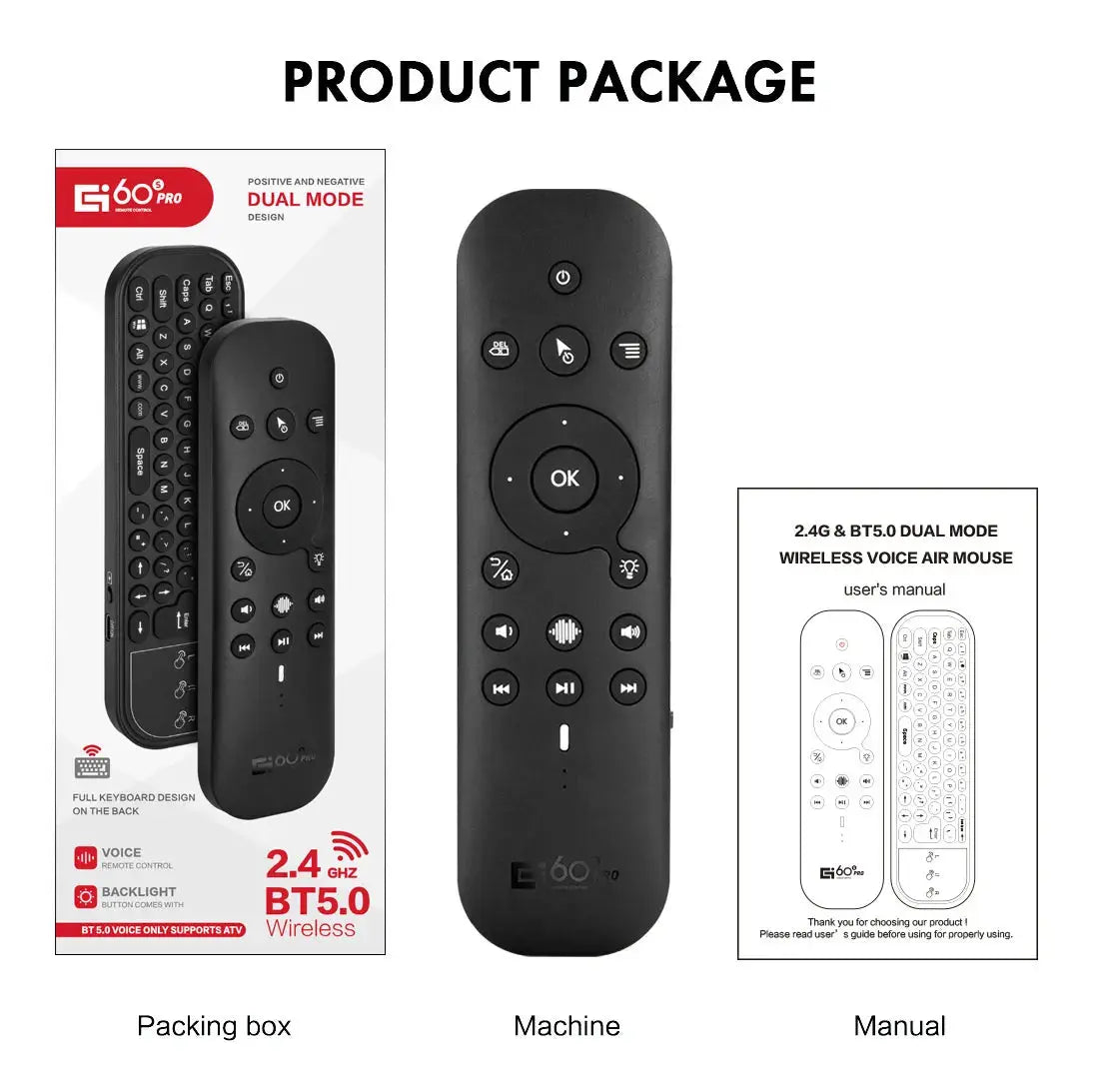 New G60S Pro BT Wireless Voice Remote Control 2.4G BT5.0 Dual Mode Air Mouse IR Learning With Backlit Light For Android TV Box Magic Remotes