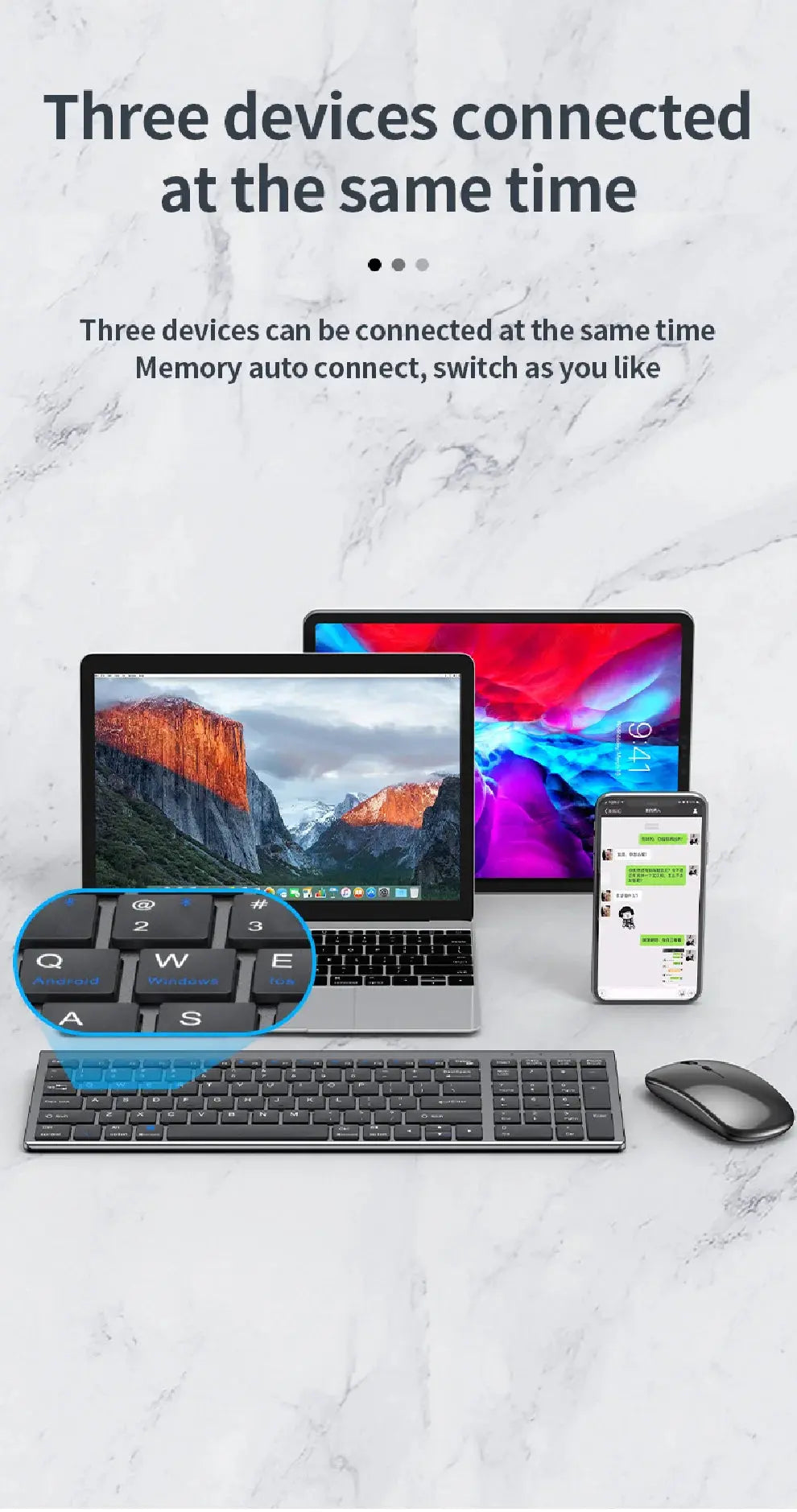 Gray Bluetooth 5.0 & 2.4G Wireless Keyboard Mouse Combo Rechargeable Full Size Wireless Keyboard for Notebook Laptop - Magic Remotes