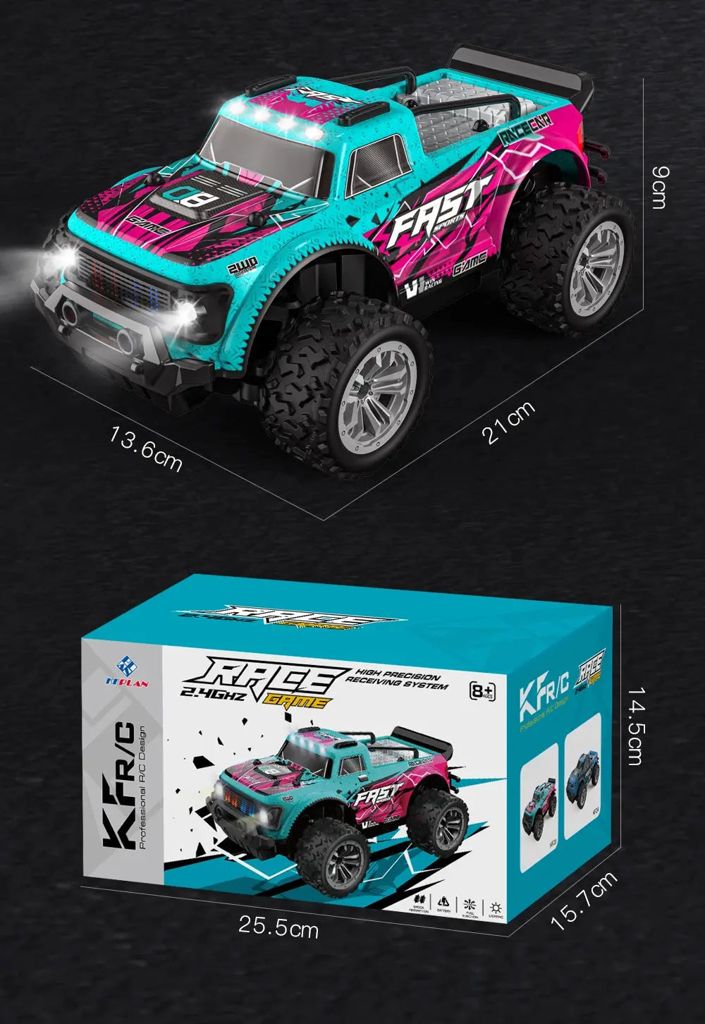 ZWN 1:16/1:20 2.4G Model RC Car With LED Light 2WD Off-road Remote Control Climbing Vehicle Outdoor Cars Toy Gifts for Kids Magic Remotes
