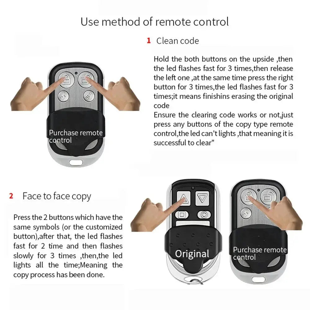 433MHz 4Button ABCD/Lock Unlock Remote Control Metal Push Button Transmitter Universal 4 Buttons Garage Door Opener Remote Magic Remotes