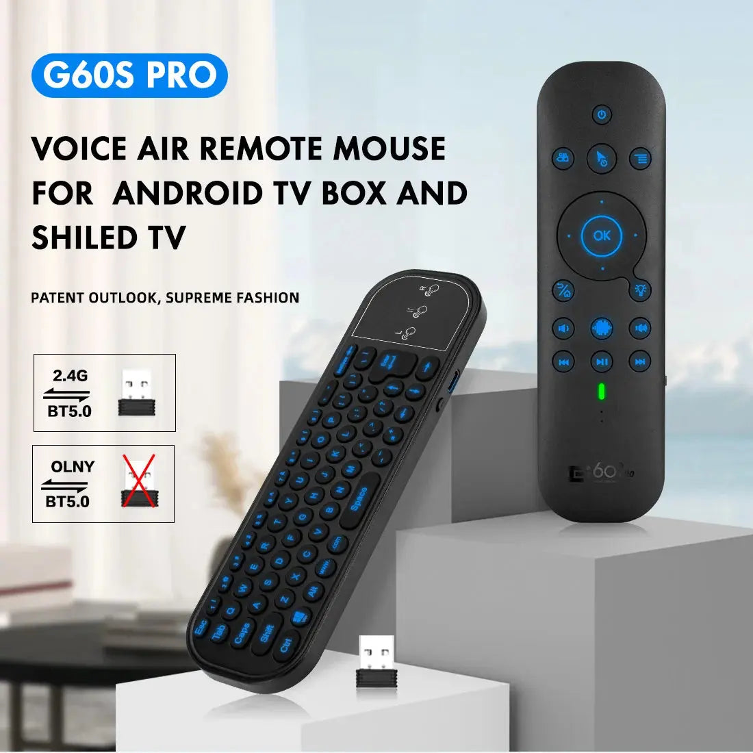 New G60S Pro BT Wireless Voice Remote Control 2.4G BT5.0 Dual Mode Air Mouse IR Learning With Backlit Light For Android TV Box Magic Remotes