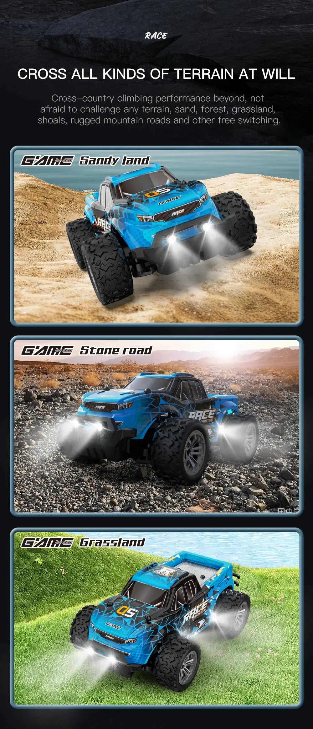 ZWN 1:16/1:20 2.4G Model RC Car With LED Light 2WD Off-road Remote Control Climbing Vehicle Outdoor Cars Toy Gifts for Kids Magic Remotes