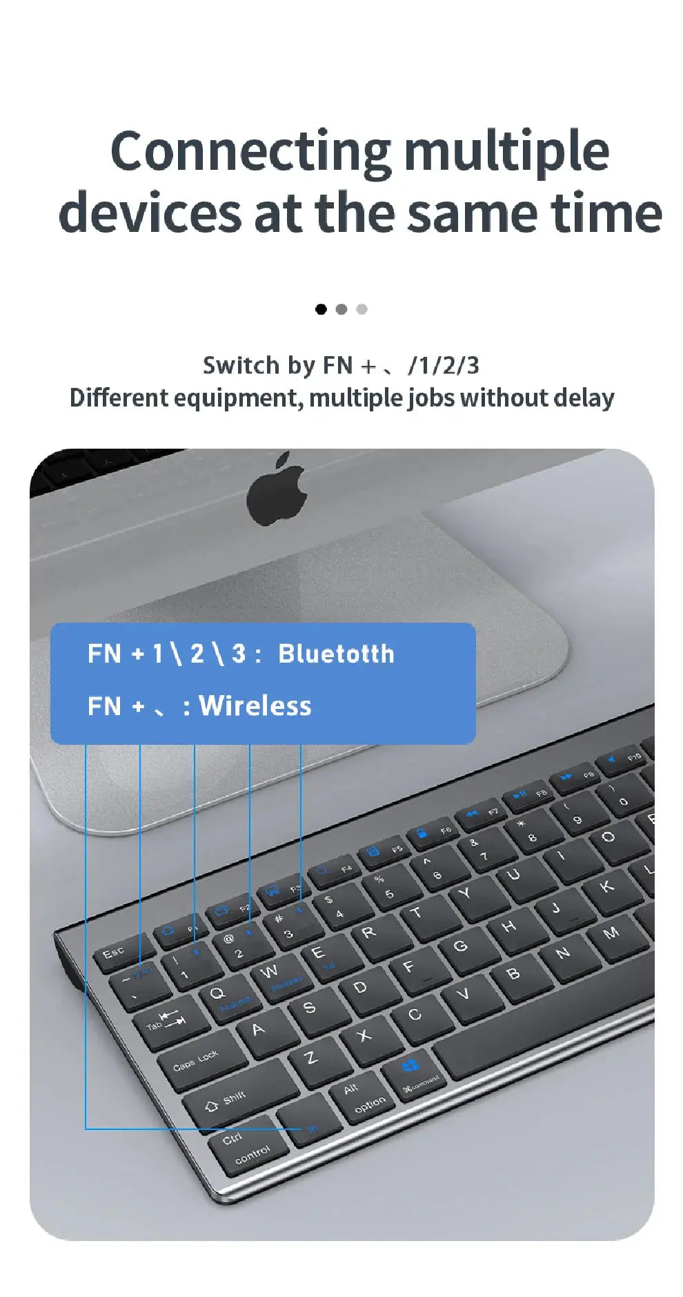 Gray Bluetooth 5.0 & 2.4G Wireless Keyboard Mouse Combo Rechargeable Full Size Wireless Keyboard for Notebook Laptop - Magic Remotes
