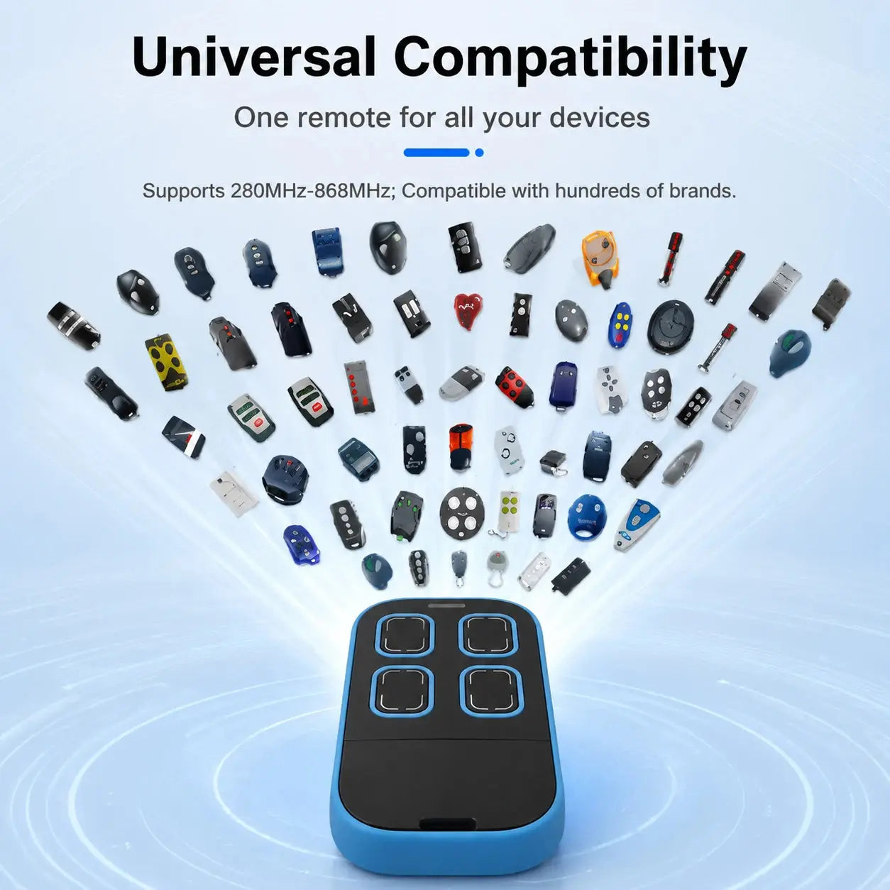 Universal Multi-frequency Garage Door Remote Controle 280-868MHz 433MHz 315MHz 390MHz Compatible with Gates Duplicators Copiers Magic Remotes