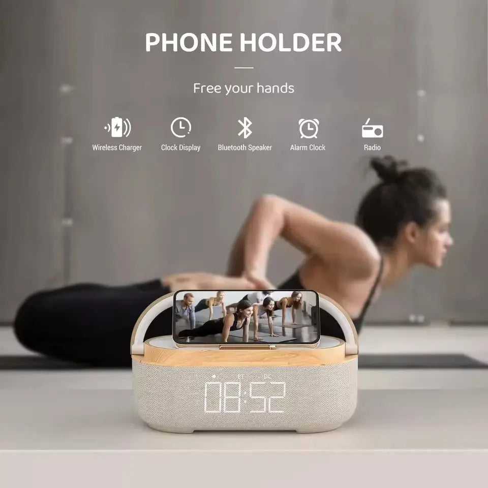 Portable Bluetooth Speaker Wireless Charging FM Radio Alarm Clock Sound Box Music Caixa De Som Charger Lamp Night Light Bocina Magic Remotes