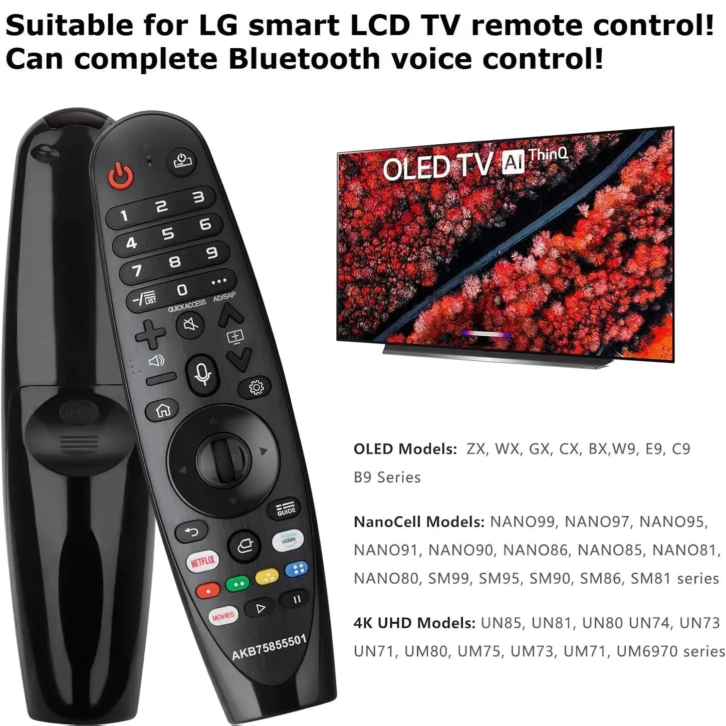 AN-MR20GA AKB75855501 with Voice and Pointer Function Bluetooth remote control for LG Smart TV Many Models 2019  2020 2021 2022 - Magic Remotes