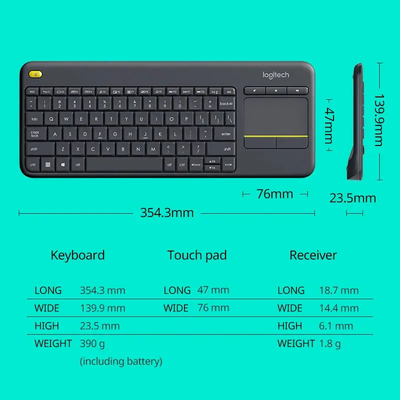 Logitech K400 Plus Wireless Keyboard Touchpad TV Compatible Long Battery Life for Windows Android TV - Magic Remotes