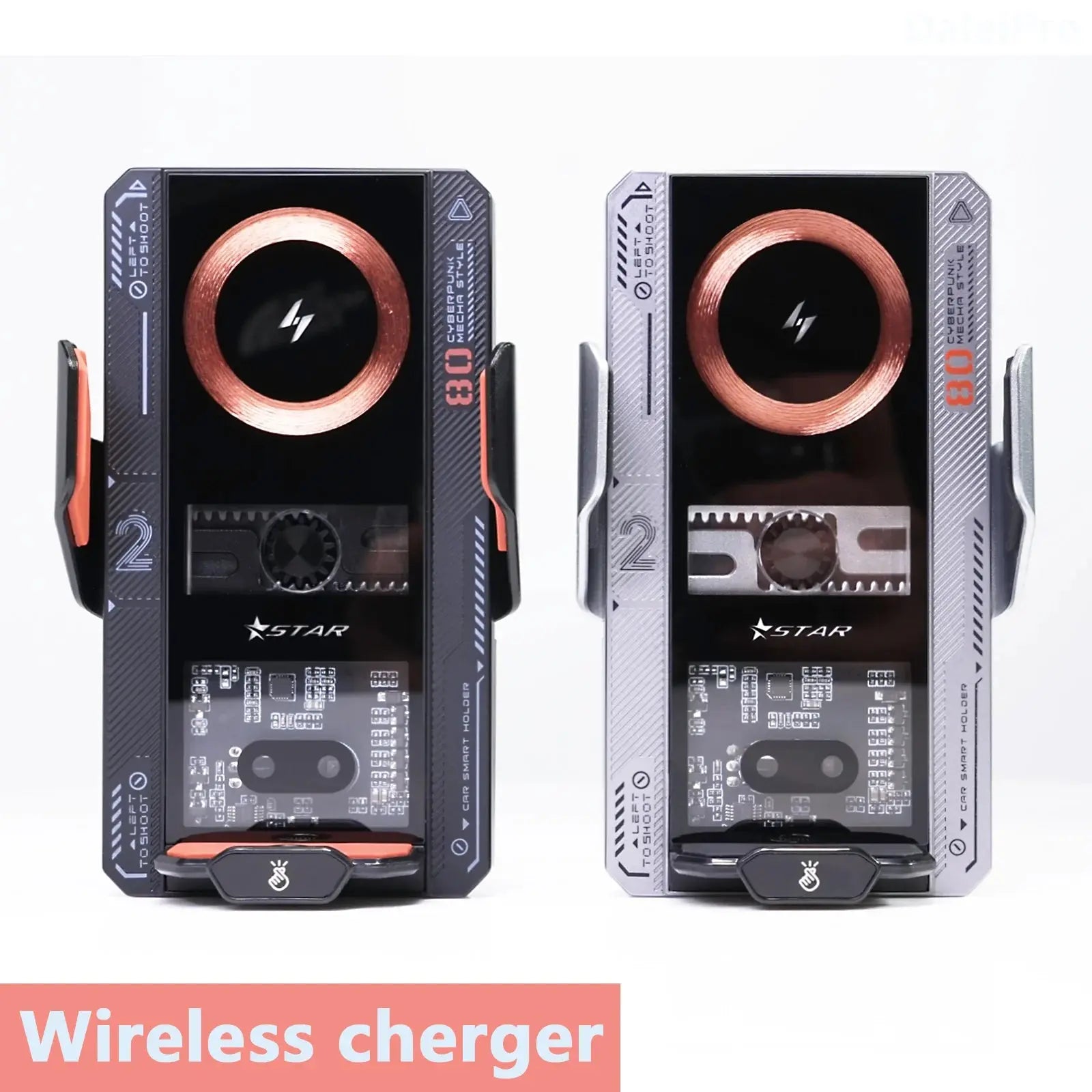 Car Smart Sensing Automatic Clamping Mounts For Samsung iPhone Xiaomi Phone Holder Wireless Charger Mounts 15W/66W Fast Charging - Magic Remotes