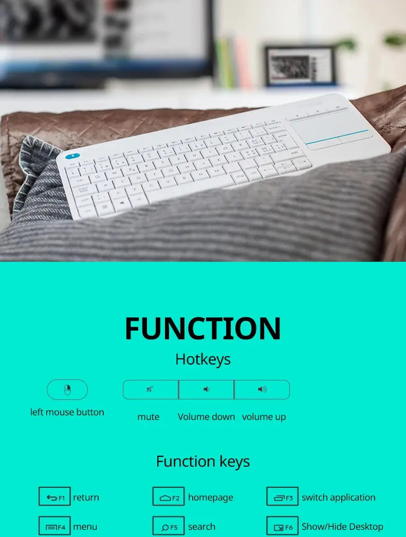 Logitech K400 Plus Wireless Keyboard Touchpad TV Compatible Long Battery Life for Windows Android TV - Magic Remotes