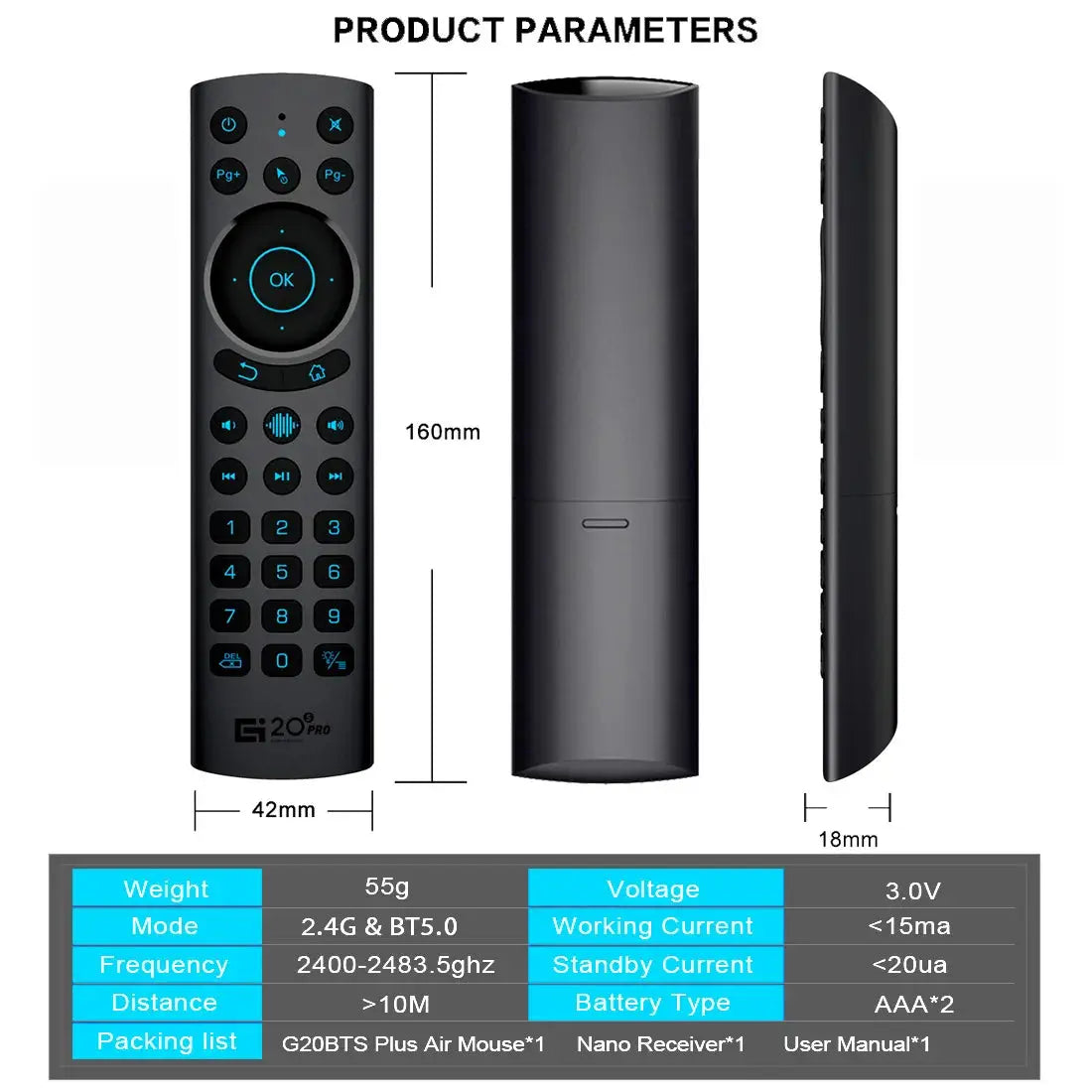 Backlit Voice Remote Control G20S 2.4G Bluetooth Wireless Air Mouse Microphone Gyroscope IR Learning for Android Tv Box PC Magic Remotes