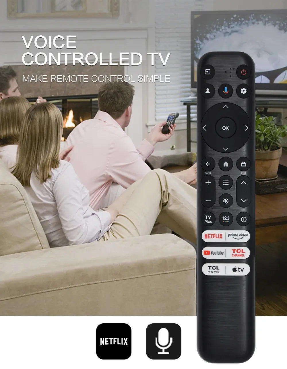 Tcl Rc813a TCL Voice Remote Control - RC813 FMB1 Replacement