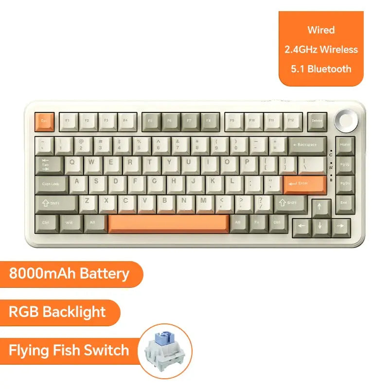 Ajazz AK820/AK820Pro Gaming Mechanical Keyboard Bluetooth 5.1/Wireless/C-Wired Customized Keyboard with Knob Hot Swapping Gasket - Magic Remotes