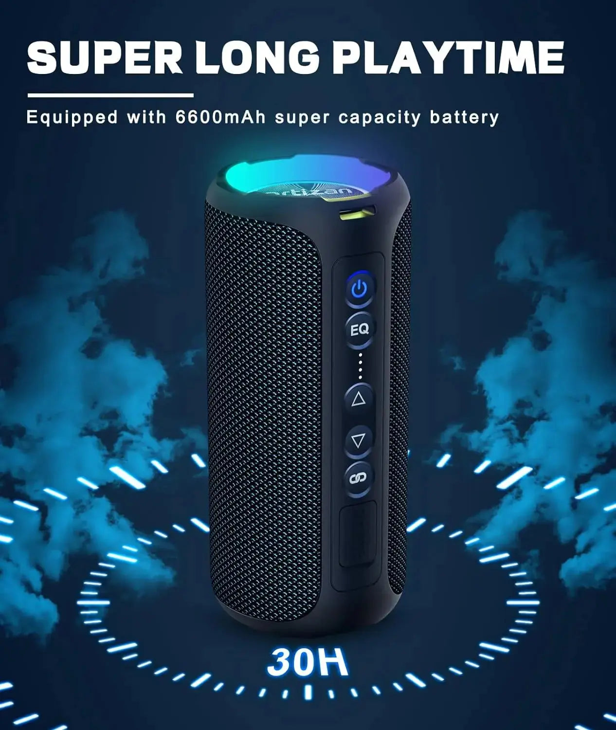 Ortizan Bluetooth Speakers 40W Enhanced Bass Portable Outdoor Wireless Speaker 30Hrs IP7 Waterproof Shower Speaker Bluetooth 5.3 Magic Remotes
