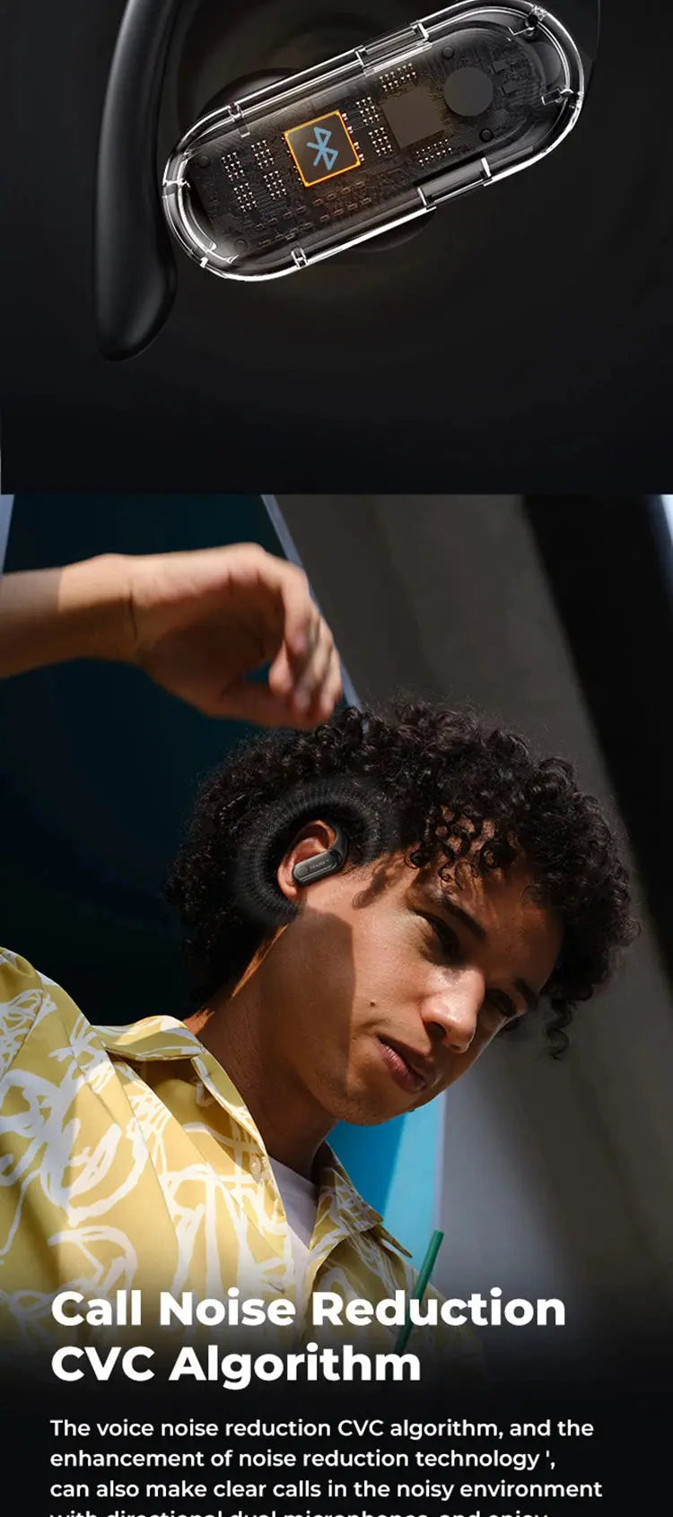 ERAZER XT60pro Sports Wireless Headphones Bluetooth Earphones HiFi Earbuds Noise Reduction Headset with Mic Earhook Magic Remotes